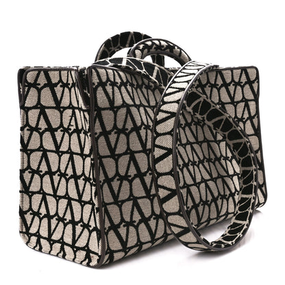 Valentino Garavani Toile Iconographe Goatskin Le Troisieme Shopping Bag Naturale Black Fondant 4 of 11