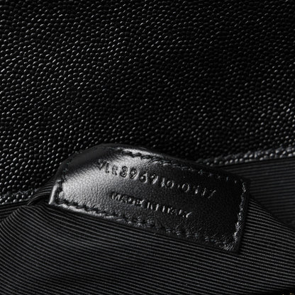Saint Laurent Grain De Poudre Matelasse Chevron Large Monogram Satchel Black 7 of 7