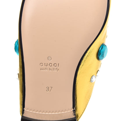 Gucci Metallic Nappa Crystal Womens Princetown Slippers 37 Gold 7 of 9