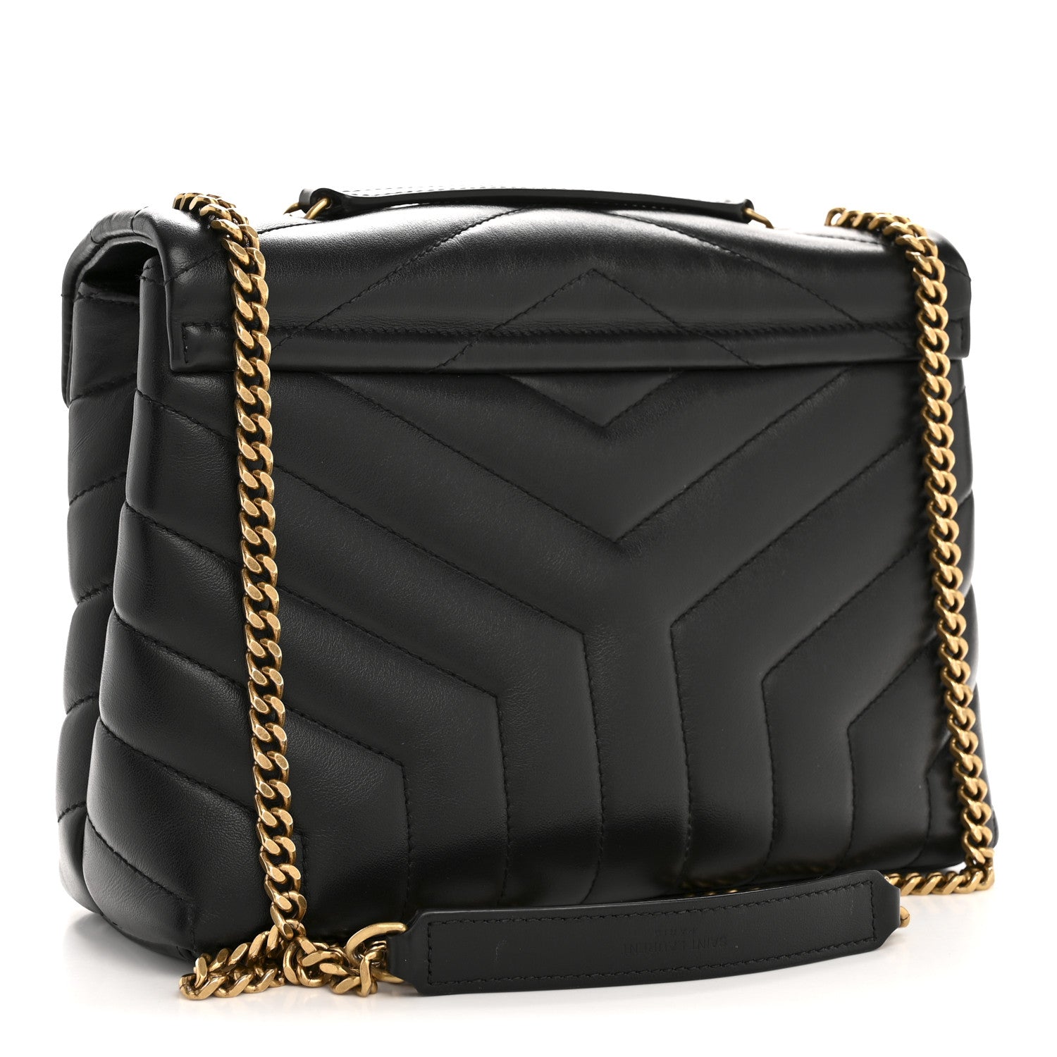 Saint Laurent Calfskin Y Quilted Monogram Small Loulou Chain Satchel Black 3 of 11