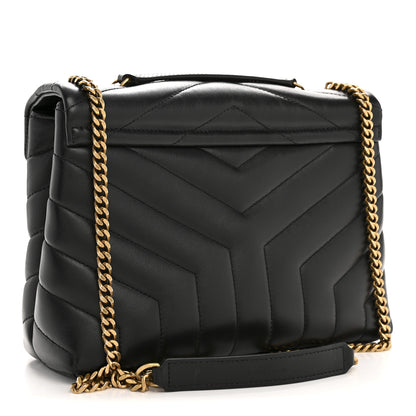 Saint Laurent Calfskin Y Quilted Monogram Small Loulou Chain Satchel Black 3 of 11