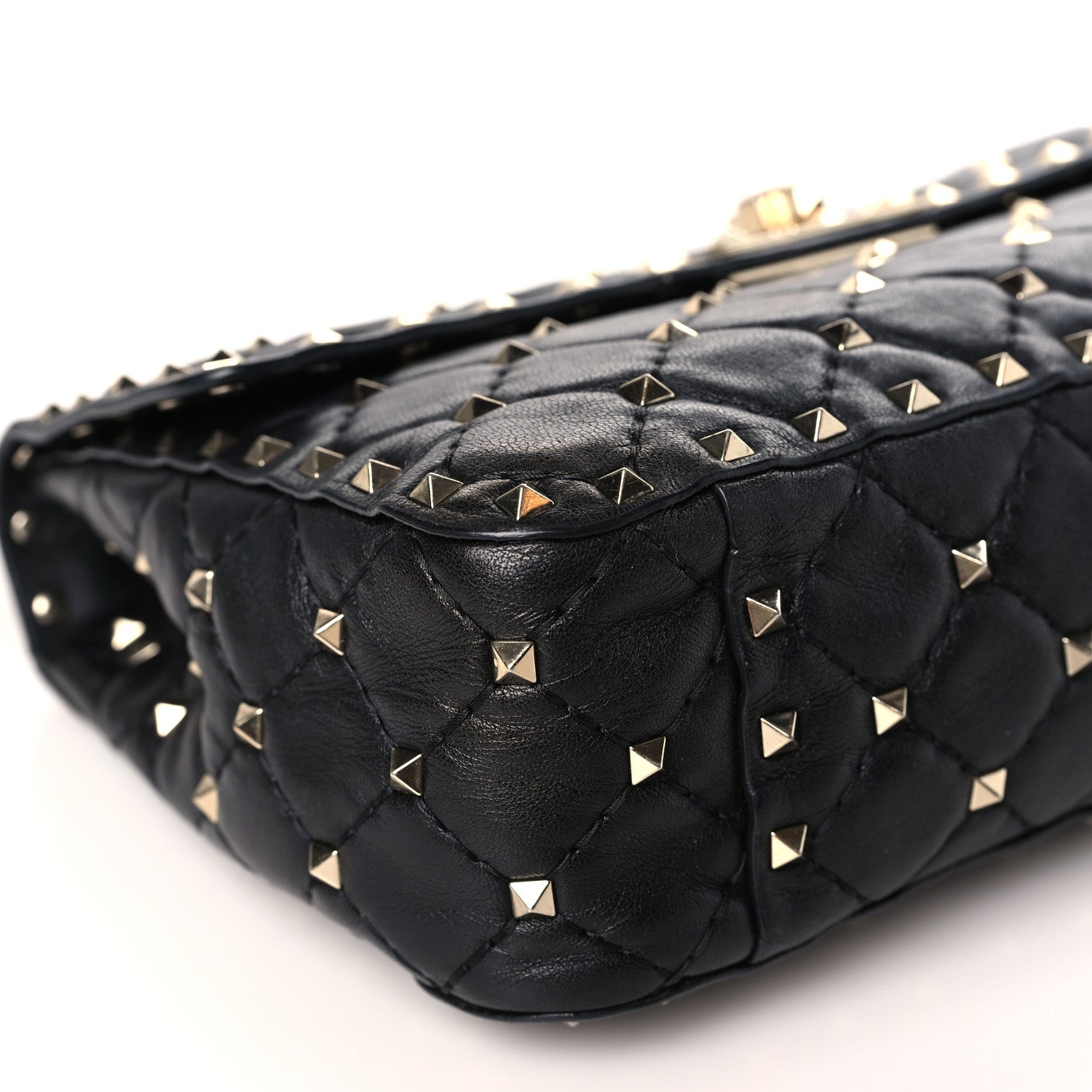 Valentino Garavani Lambskin Medium Rockstud Spike Shoulder Bag Black 7 of 8