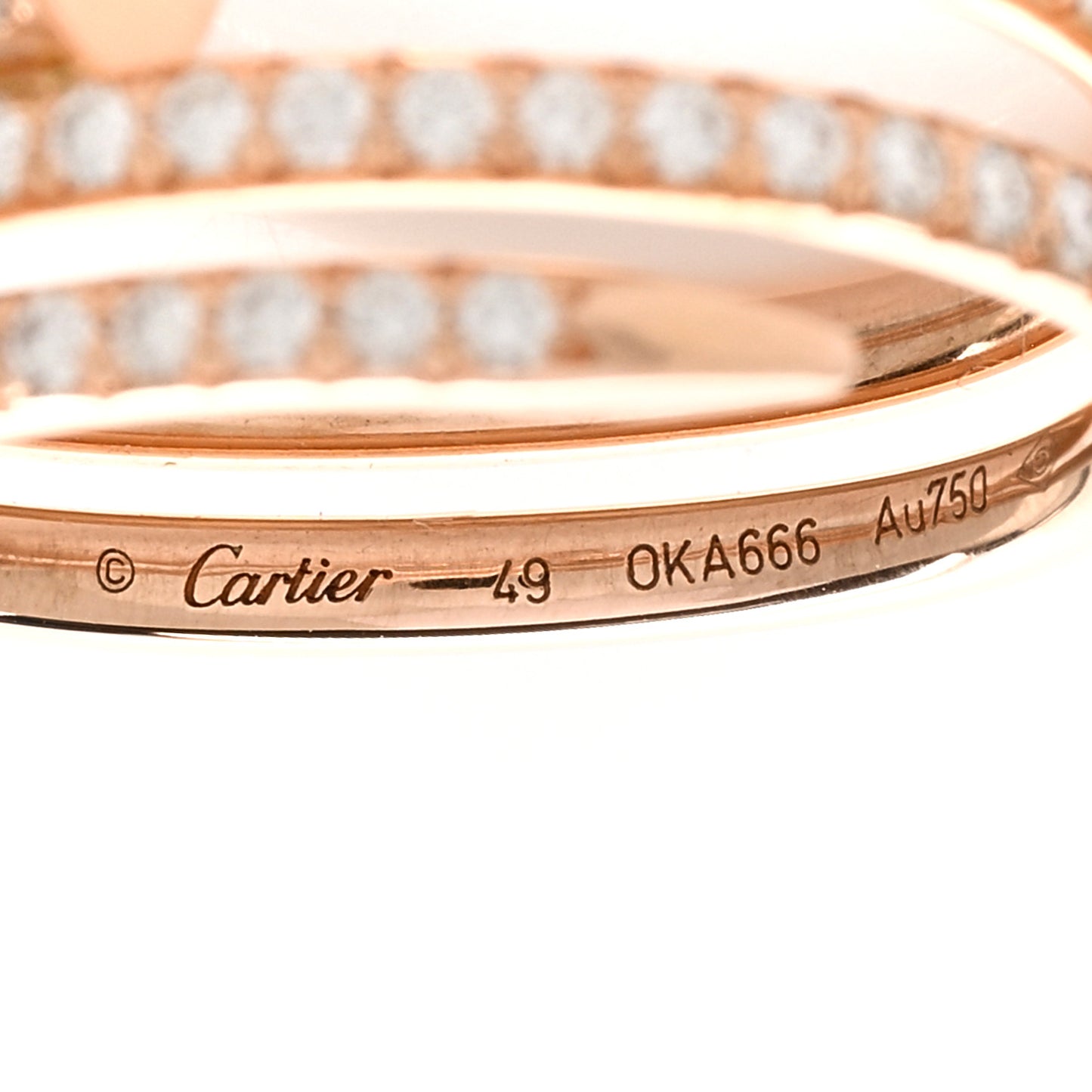 18K Pink Gold Diamond Double Juste Un Clou Paved Ring 49 5