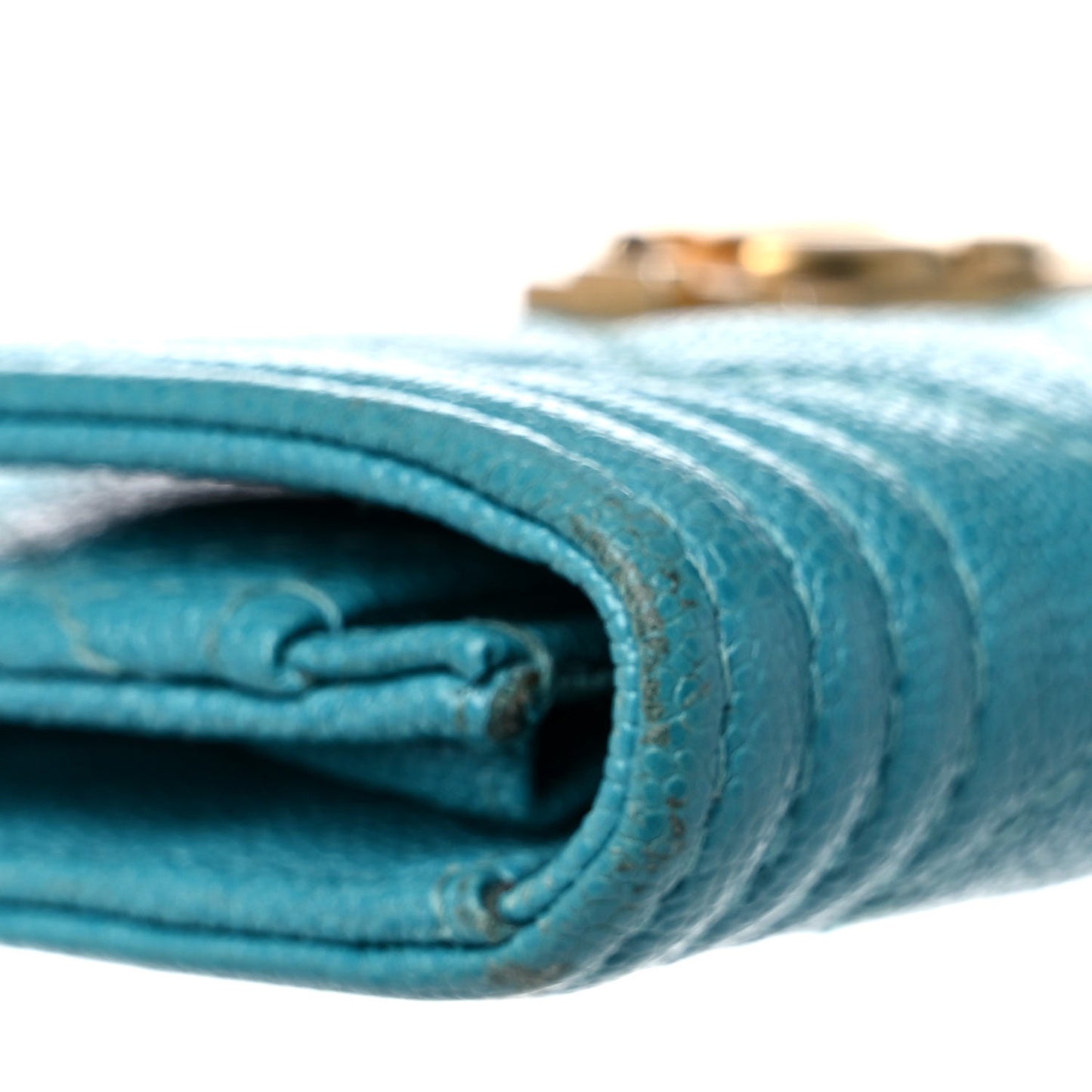 Caviar Quilted Boy Card Holder Wallet Turquoise