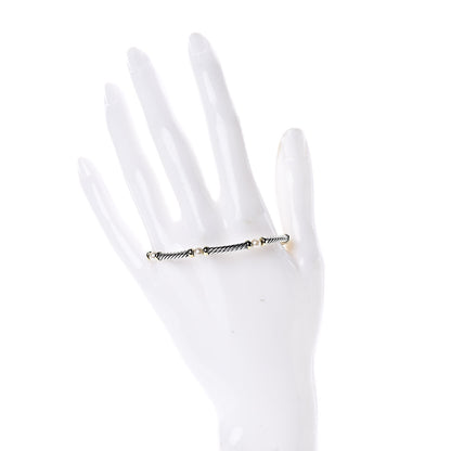 David Yurman Sterling Silver 18K Yellow Gold Pearl Metro Cable Bracelet 2 of 4