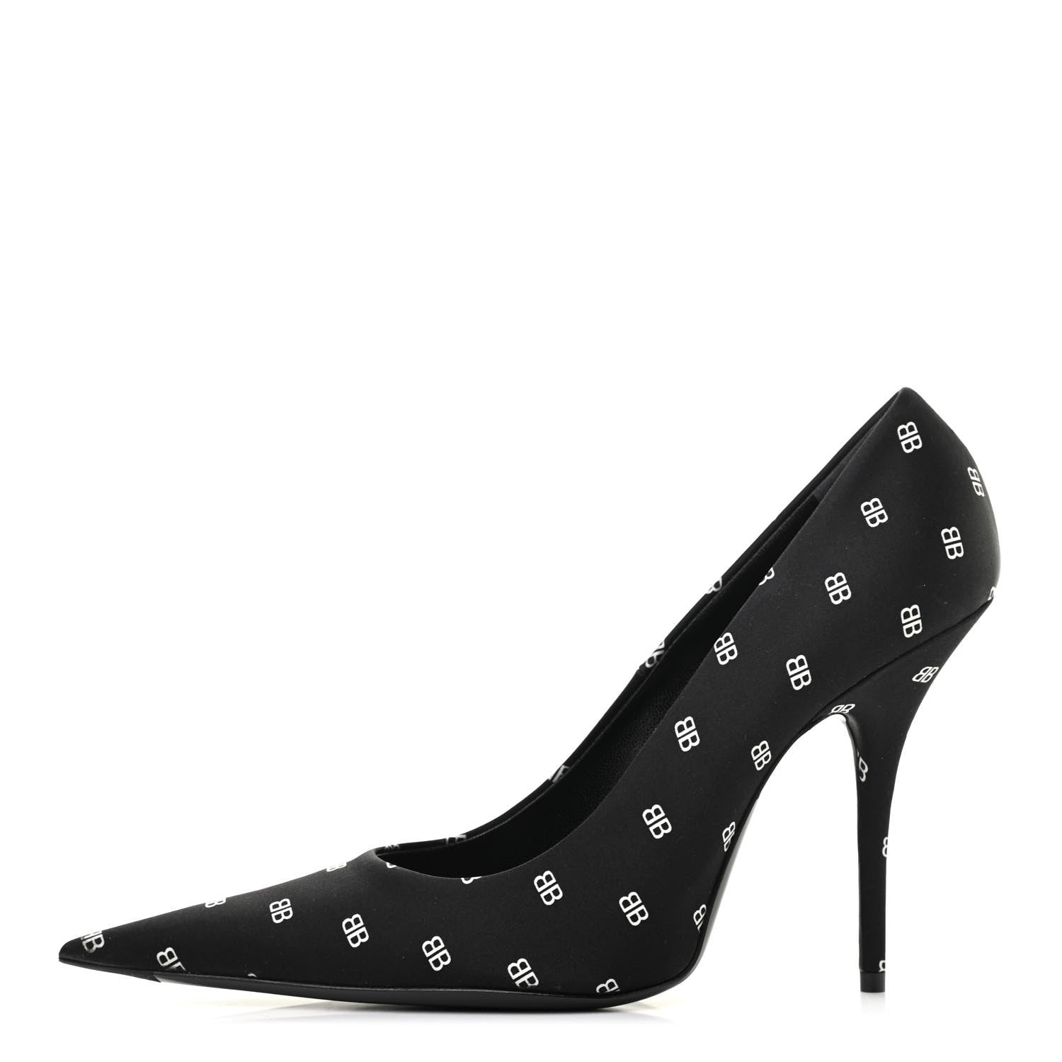 Balenciaga Crepe Satin BB Allover Logo Knife 100mm Pumps 40 Black 1 of 10