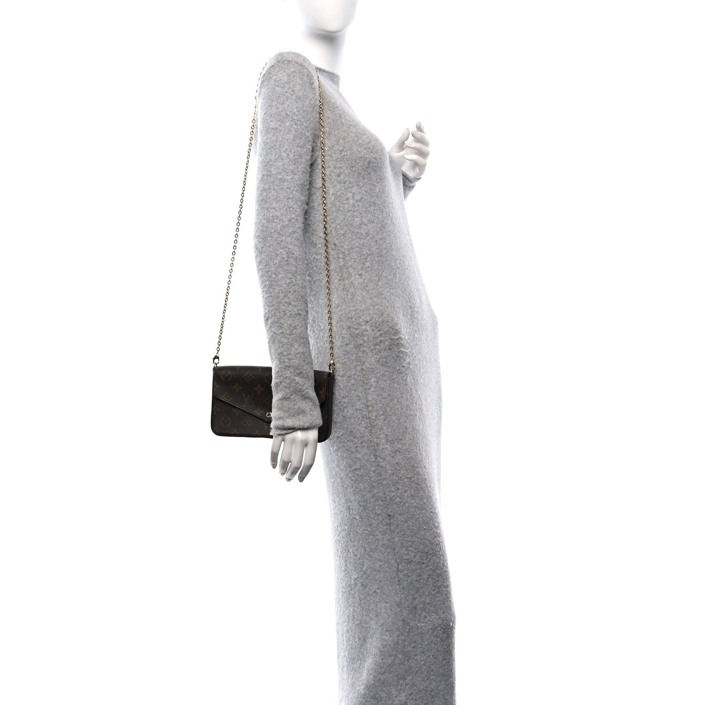 Monogram Pochette Felicie Chain Wallet Fuchsia