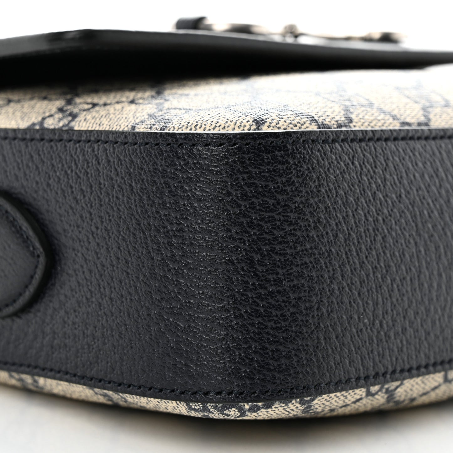 GG Supreme Monogram Textured Dollar Calfskin Small Horsebit 1955 Shoulder Bag Beige Blue