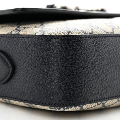 Gucci GG Supreme Monogram Textured Dollar Calfskin Small Horsebit 1955 Shoulder Bag Beige Blue 9 of 12