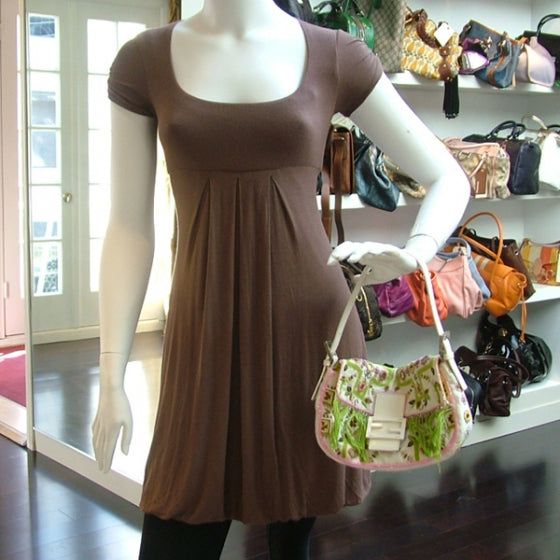 Fendi Toile Beaded Baguette Ivory 2 of 13