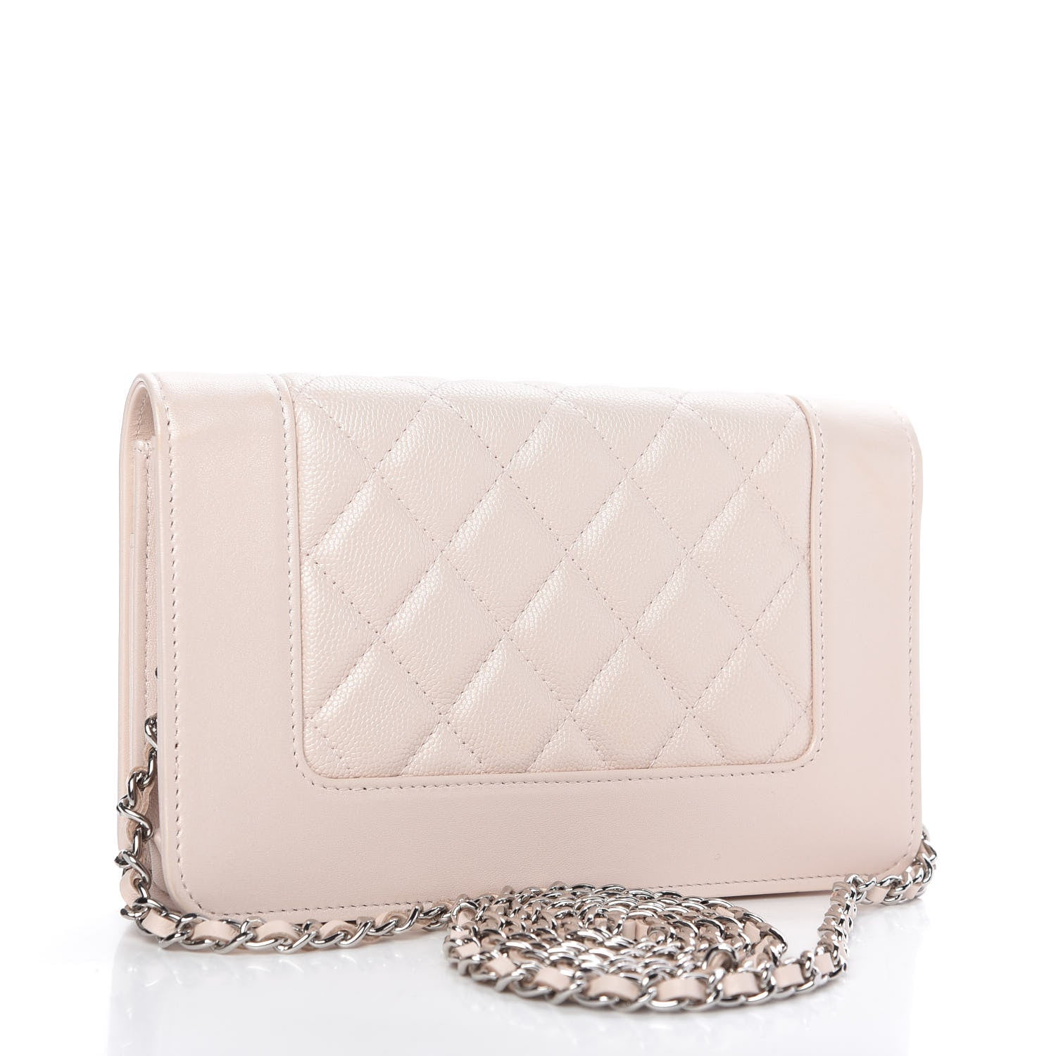 Chanel Caviar Quilted Vintage Mademoiselle Wallet On Chain WOC Beige 3 of 12