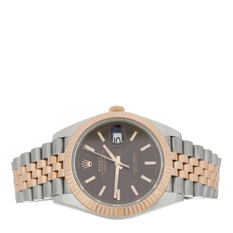 Stainless Steel 18K Everose Gold 41mm Oyster Perpetual Datejust Watch Chocolate 126331