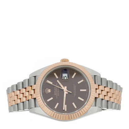 Rolex Stainless Steel 18K Everose Gold 41mm Oyster Perpetual Datejust Watch Chocolate 126331 2 of 5