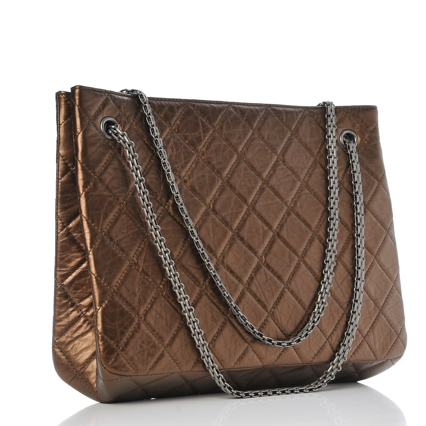 Aged Calfskin Quilted Reissue 2.55 Tote Bronze
