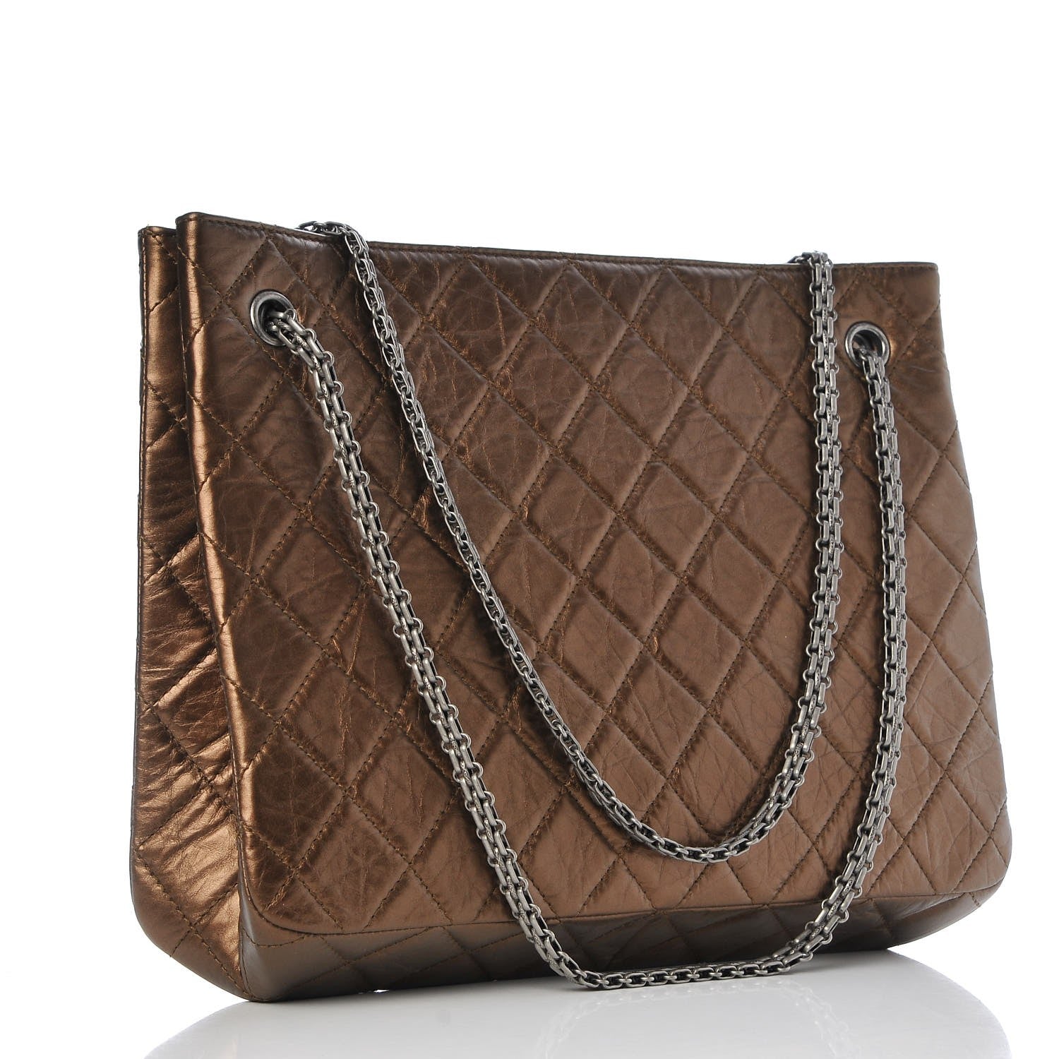 Chanel Aged Calfskin Quilted Reissue 2.55 Tote Bronze 3 of 7