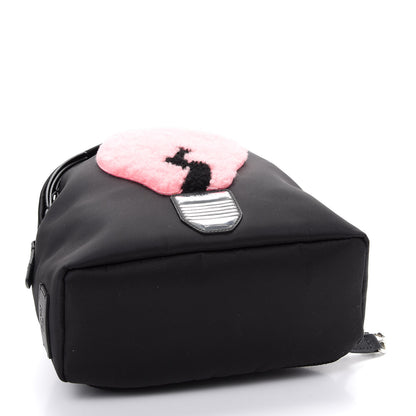 Fendi Nylon Shearling Vitello Dolce Lightbulb Mini Backpack Black Bubblegum 4 of 9