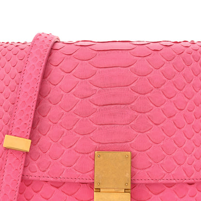Celine Snakeskin Medium Classic Box Flap Pink 12 of 17