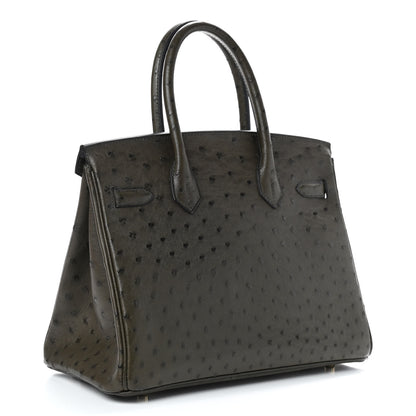 Hermes Ostrich Birkin 30 Vert Olive 2 of 32