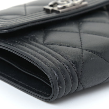 Chanel Lambskin Quilted Compact Boy Wallet Black 6 of 15