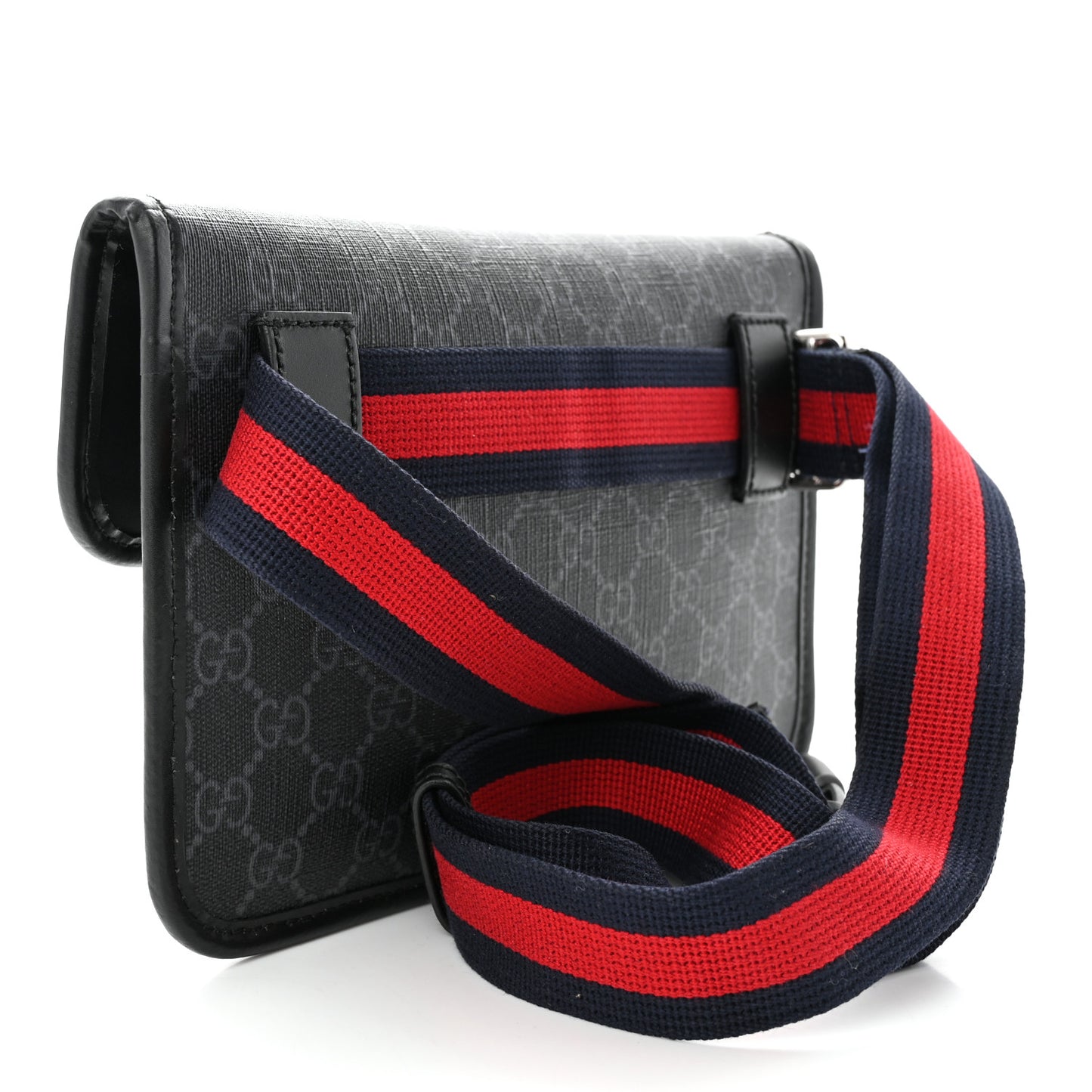 GG Supreme Monogram Web Slim Belt Bag Black Grey