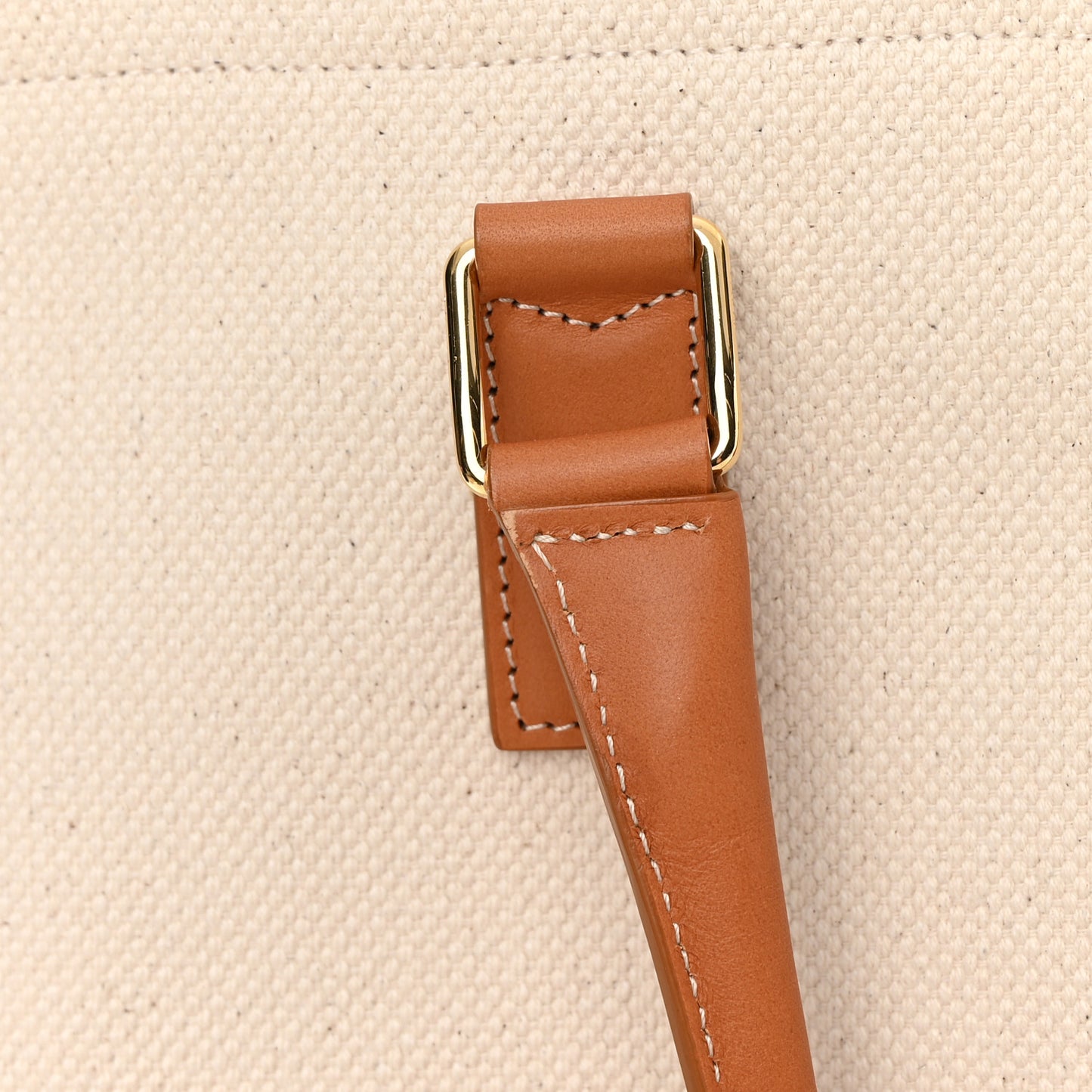 Canvas Calfskin Horizontal Cabas Natural Tan
