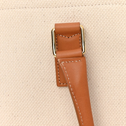 Celine Canvas Calfskin Horizontal Cabas Natural Tan 19 of 20