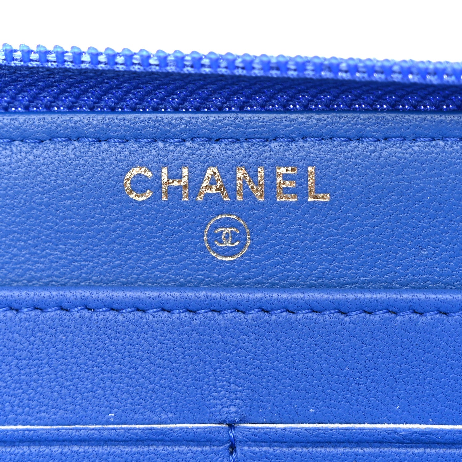 Chanel Lambskin Quilted Boy Zip Around Wallet Blue 6 of 8
