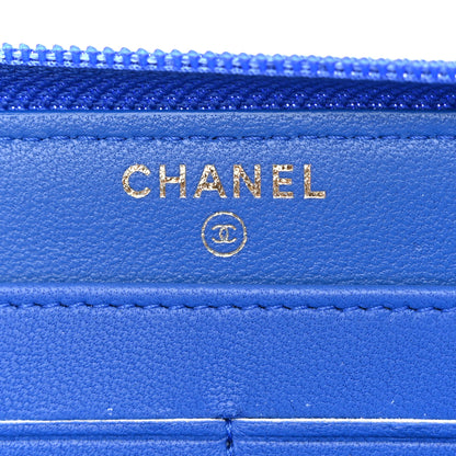Chanel Lambskin Quilted Boy Zip Around Wallet Blue 6 of 8