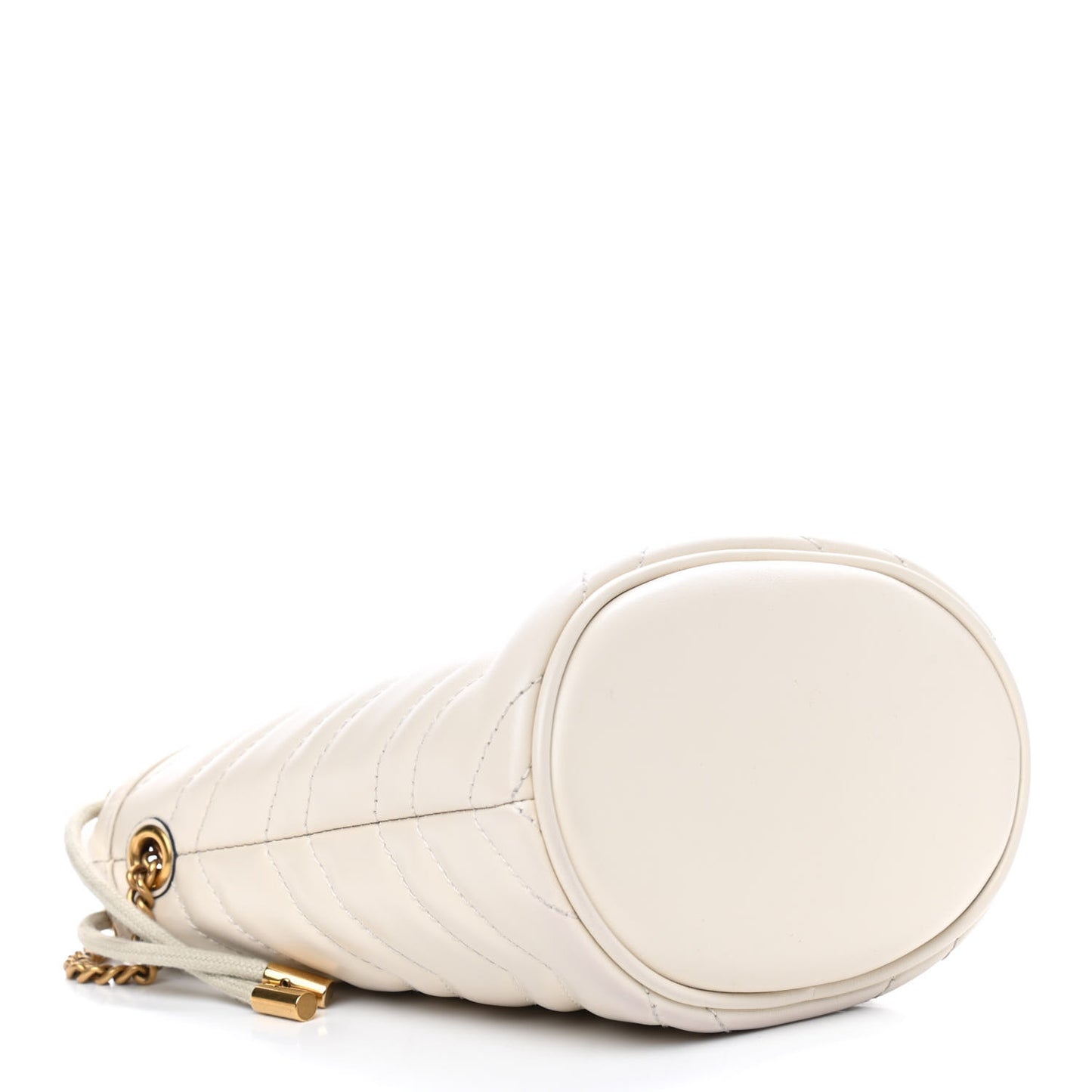 Calfskin Matelasse Mini GG Marmont 2.0 Bucket Bag White