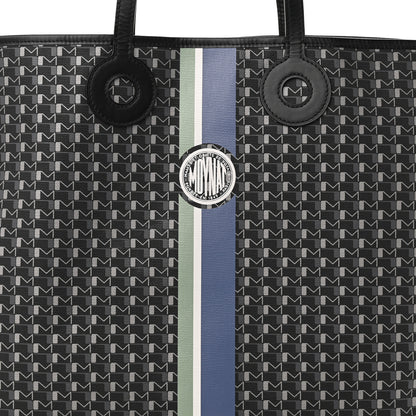 Moynat Grained Calfskin Canvas 1920 Oh! Tote Ruban GM Carbon Silver 8 of 10