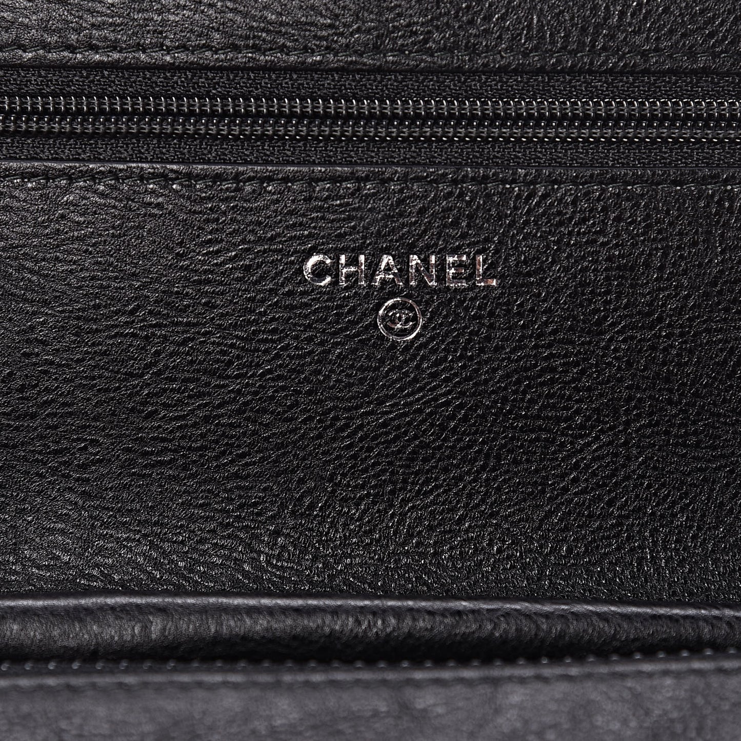 Crumpled Calfskin Quilted Wallet On Chain WOC So Black