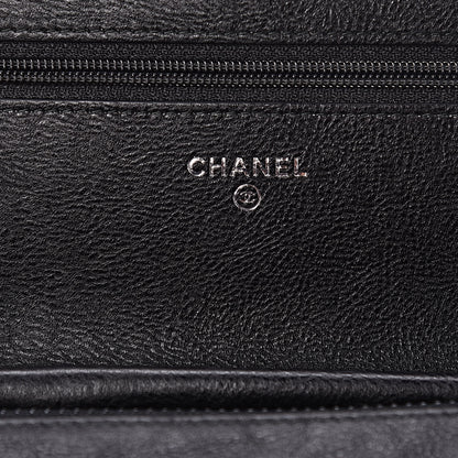 Chanel Crumpled Calfskin Quilted Wallet On Chain WOC So Black 8 of 14
