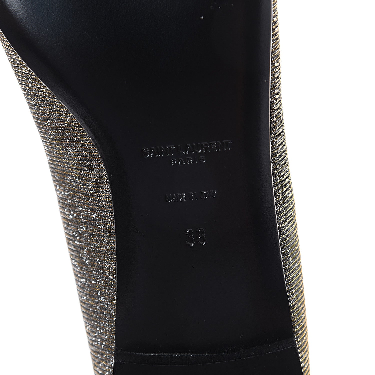 Saint Laurent Metallic Sparkle Fabric Paris Ballet Flat 38 Silver Gold 7 of 7