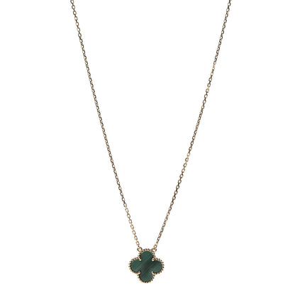 Van Cleef & Arpels 18K Yellow Gold Malachite Vintage Alhambra Pendant Necklace 1 of 7