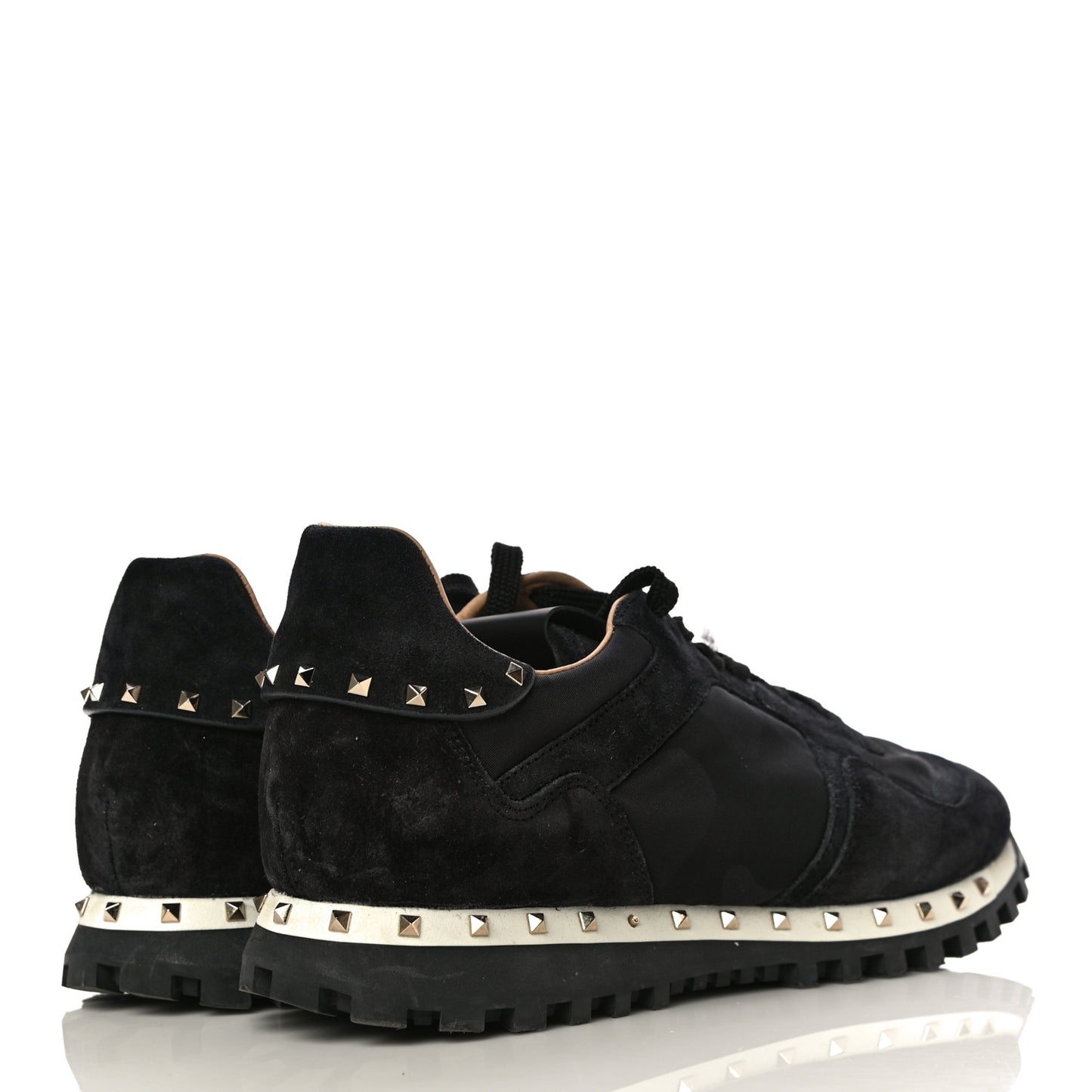 Suede Nylon Camouflage Womens Soul Rockstud Sneakers 41 Black