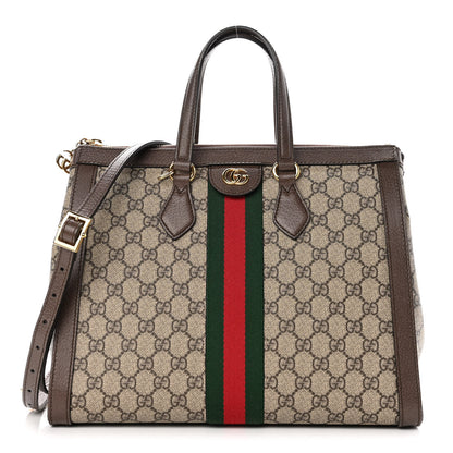 Gucci GG Supreme Monogram Web Medium Ophidia Tote Bag Brown 1 of 10