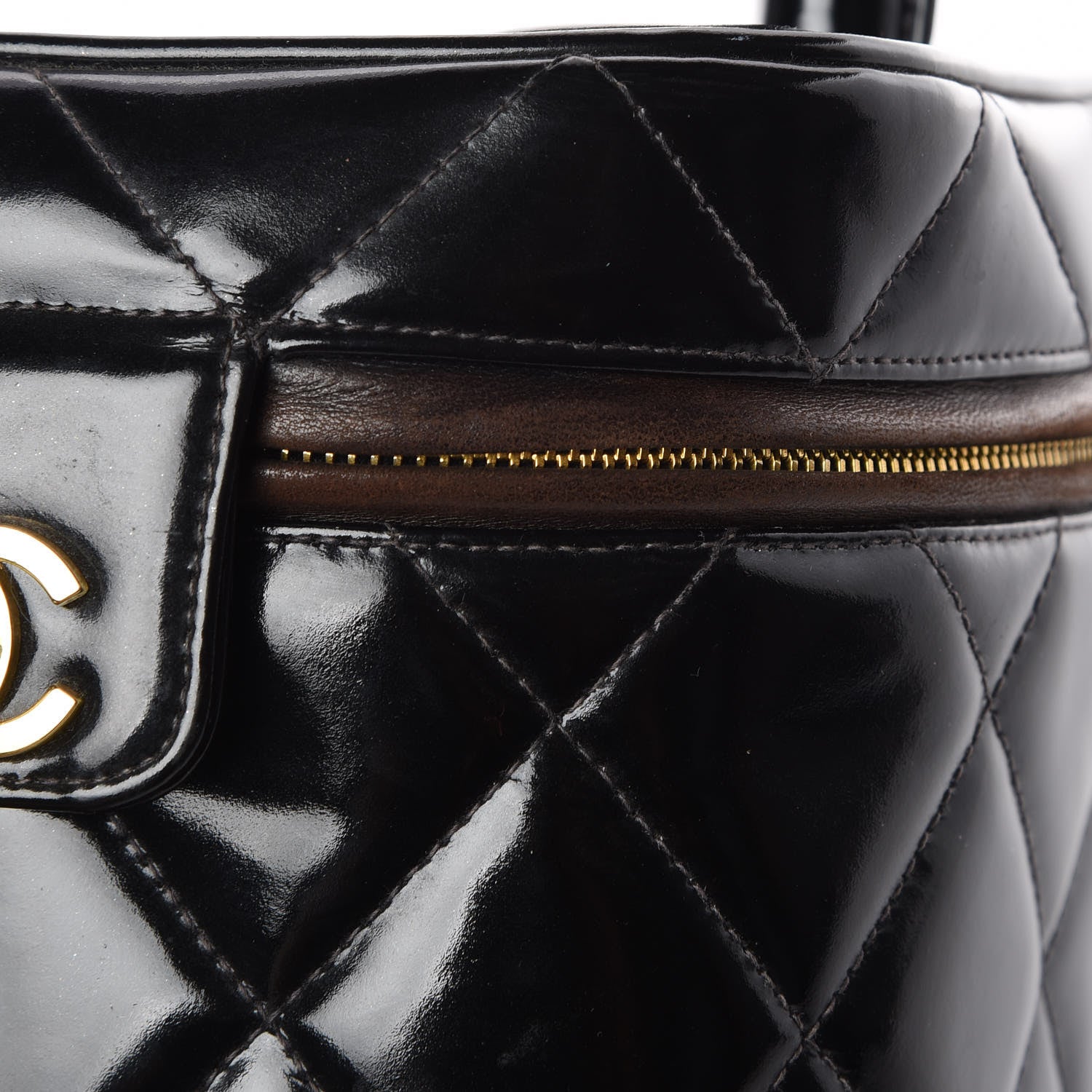 Chanel Patent Quilted Vanity Cosmetic Case Black 13 of 15