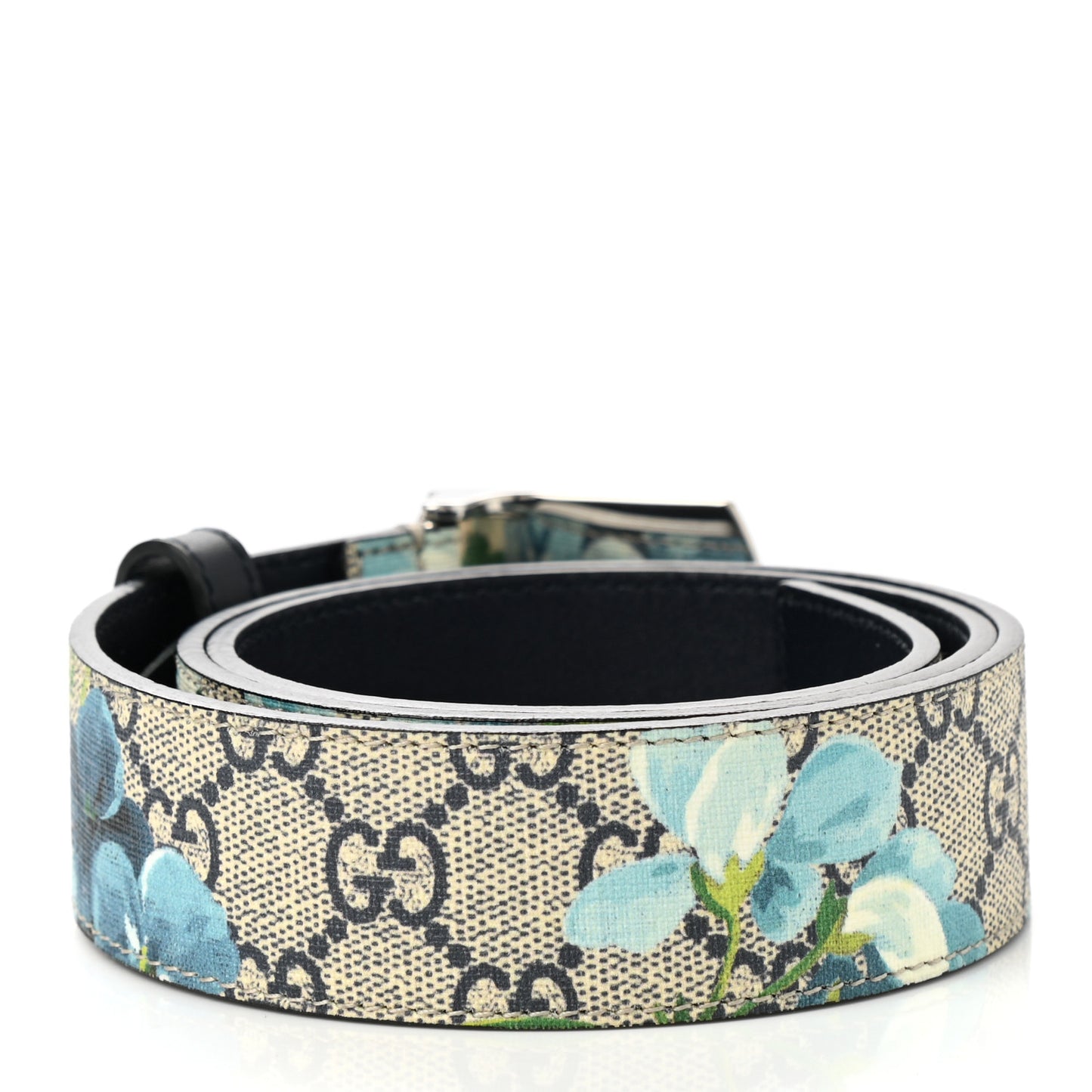 GG Supreme Monogram Blooms Plaque Belt 80 32 Blue