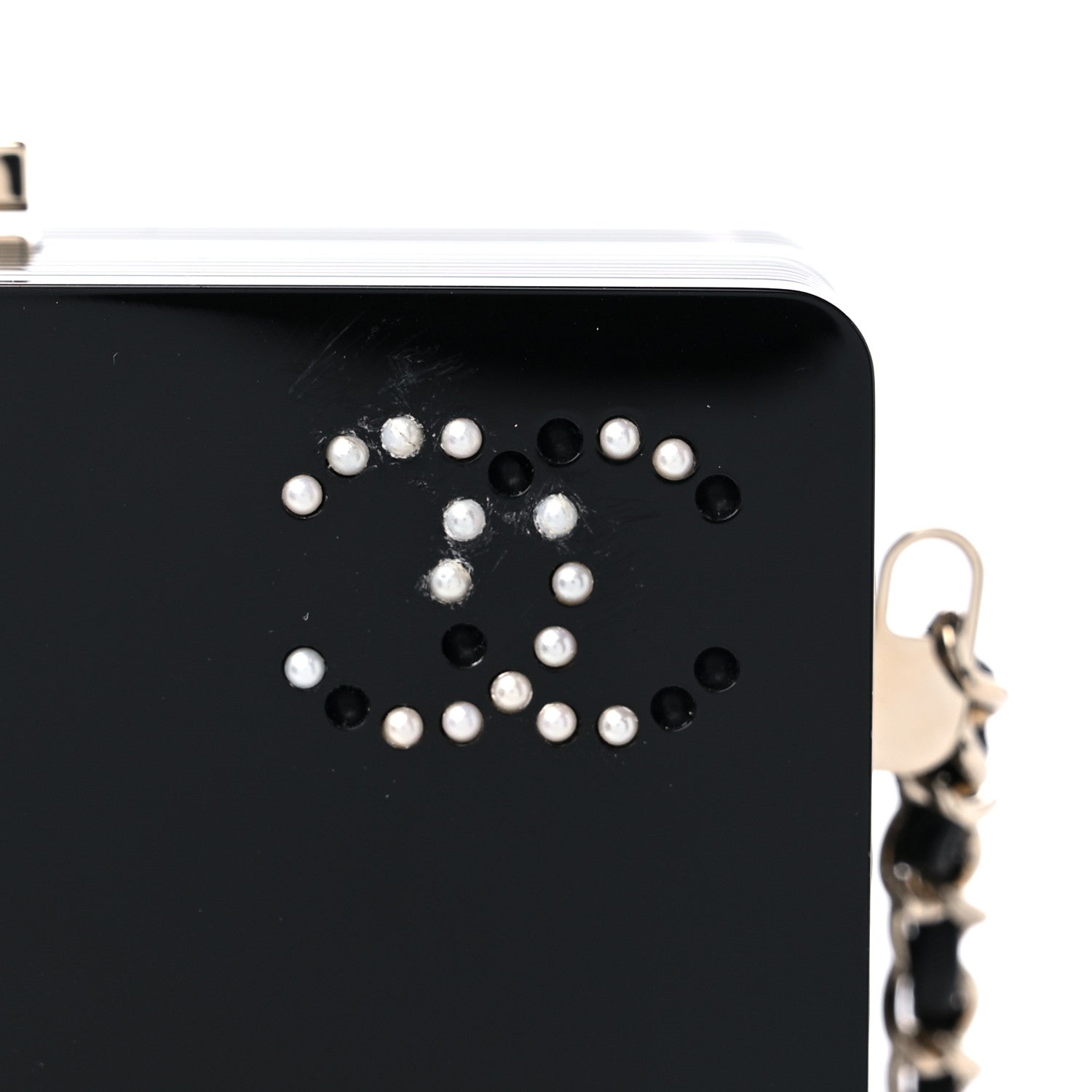 Chanel Plexiglass Pearl Playing Card Casino Minaudiere Clutch Black Gold 10 of 13