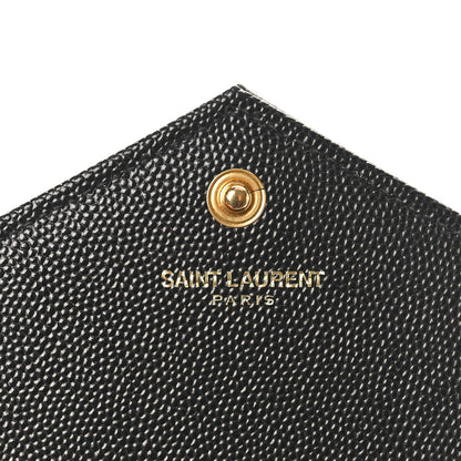 Saint Laurent Grain De Poudre Matelasse Chevron Monogram Envelope Chain Wallet Black 6 of 10