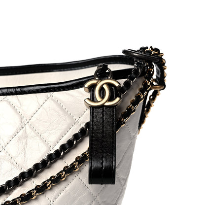 Chanel Aged Calfskin Quilted Maxi Gabrielle Hobo White Black 8 of 10