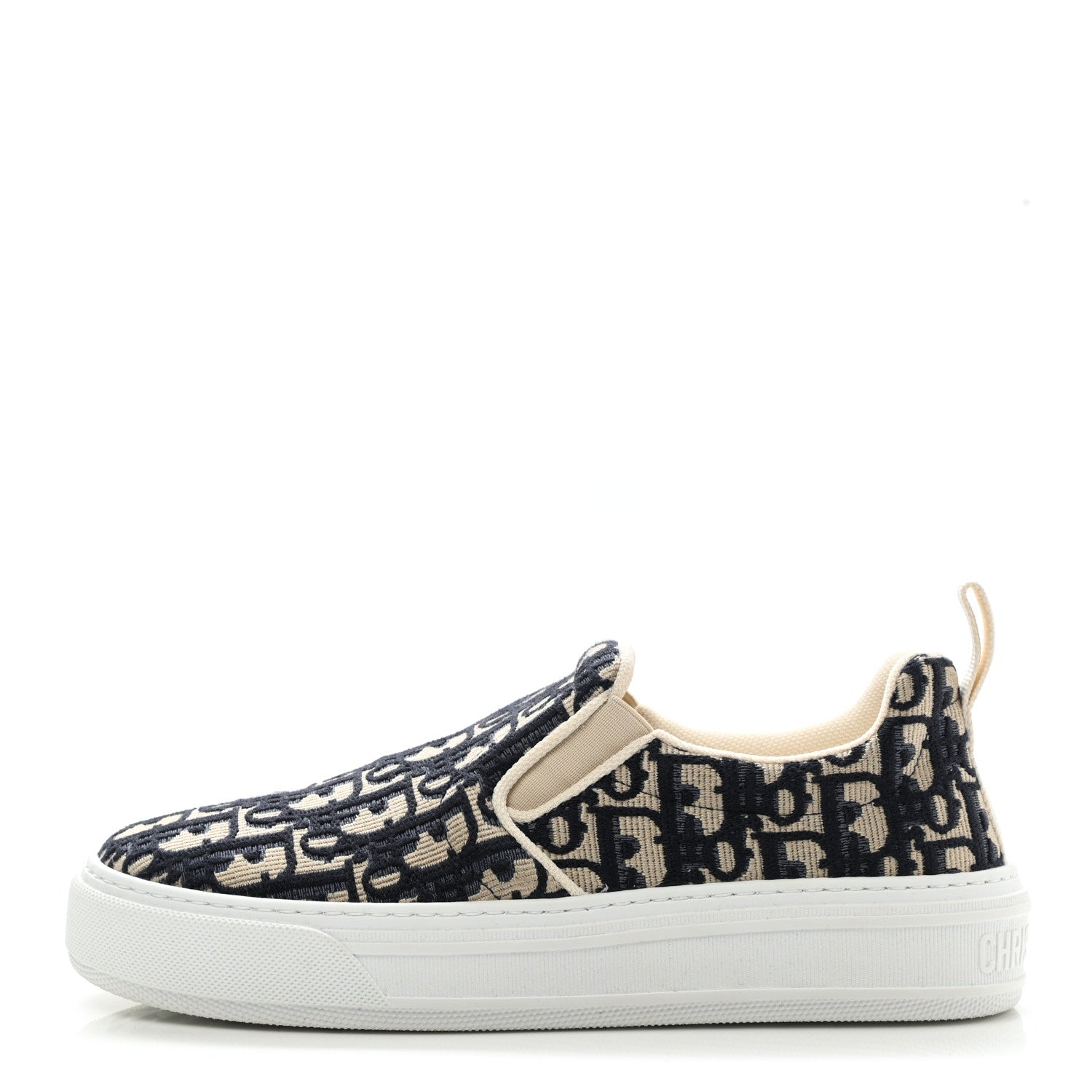 Christian Dior Canvas Oblique Embroidered Womens Solar Slip On Sneakers 38.5 Deep Blue 1 of 8