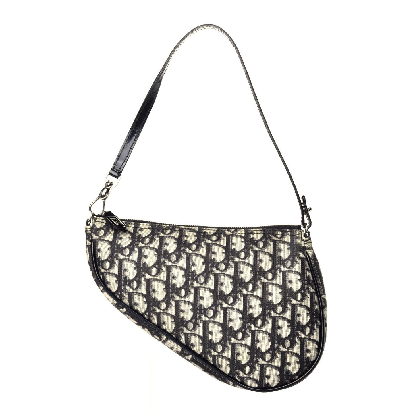 Monogram Patent Mini Saddle Pochette Black White