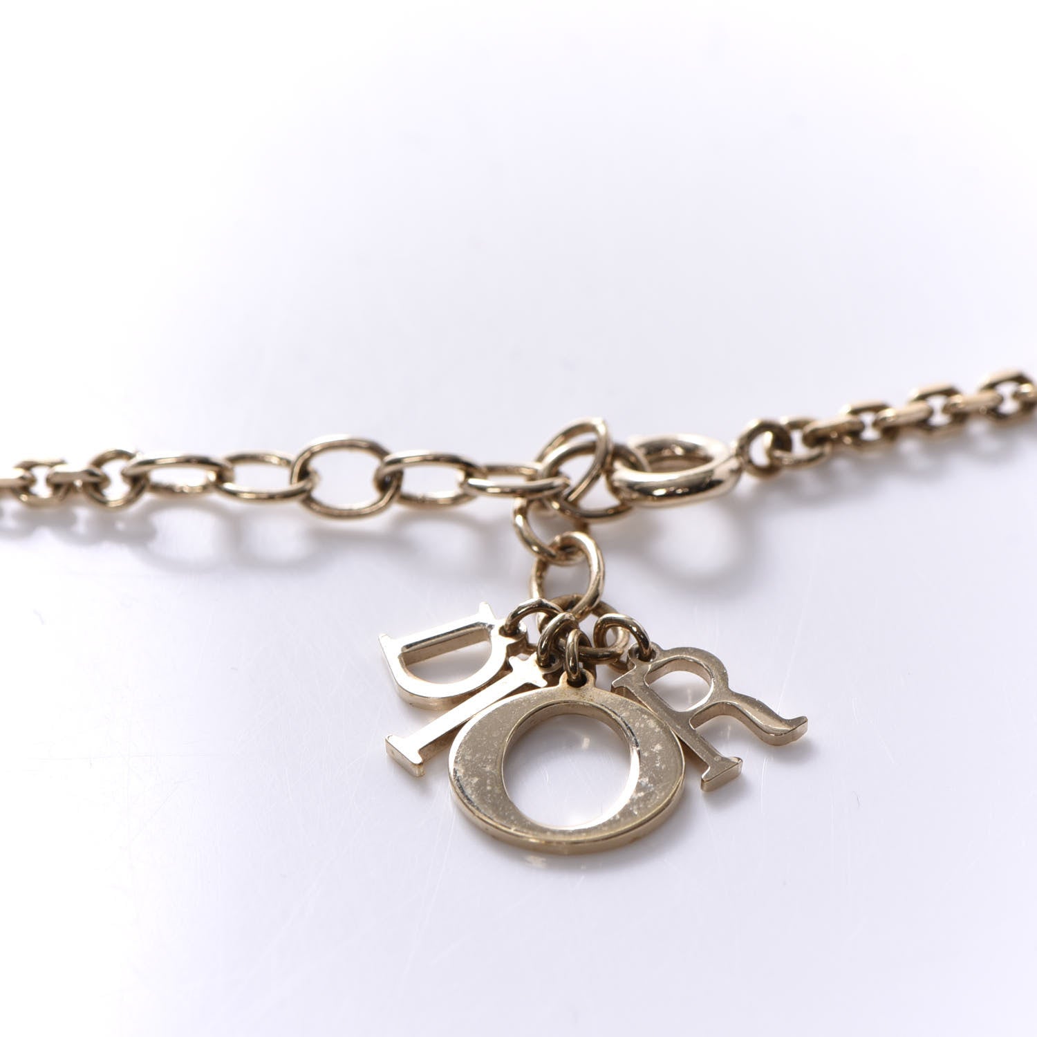 Christian Dior Metal Crystal Logo Heart Pendant Necklace Gold 5 of 6