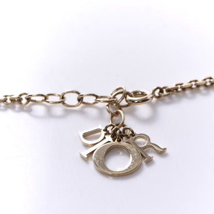 Christian Dior Metal Crystal Logo Heart Pendant Necklace Gold 5 of 6