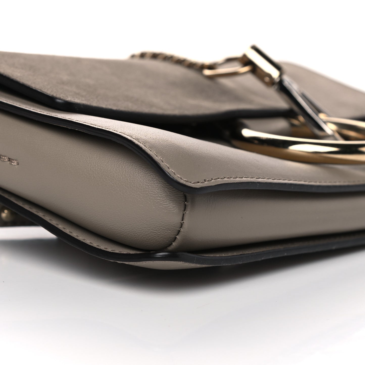 Suede Calfskin Small Faye Shoulder Bag Motty Grey