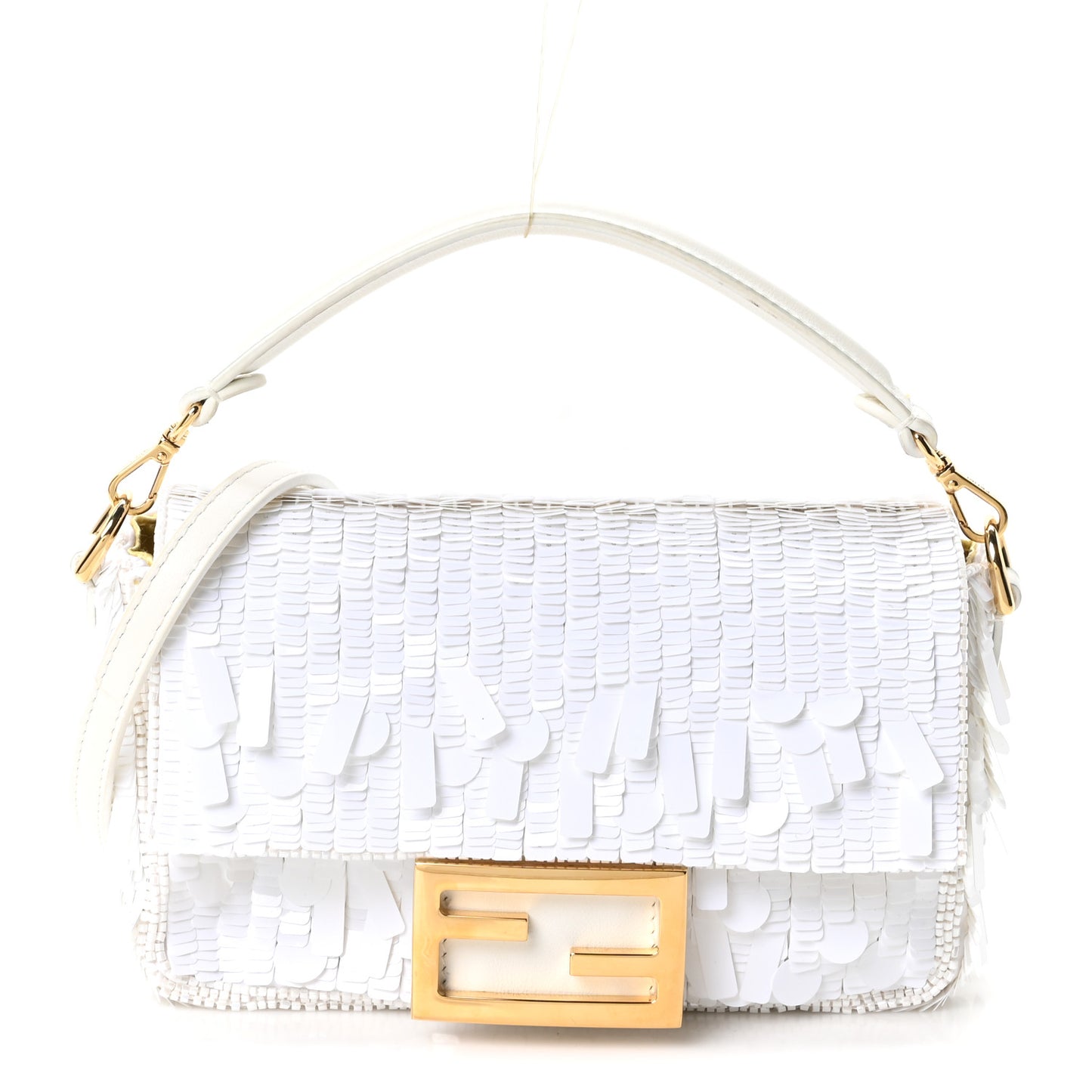 Sequin Paillettes Vitello Grace Sex and the City Mini Baguette White