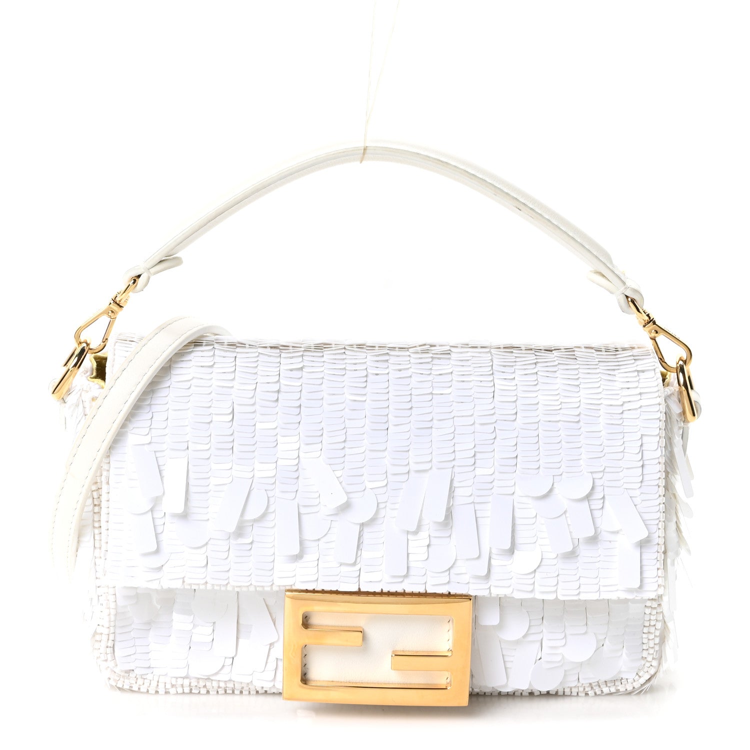 Fendi Sequin Paillettes Vitello Grace Sex and the City Mini Baguette White 1 of 10