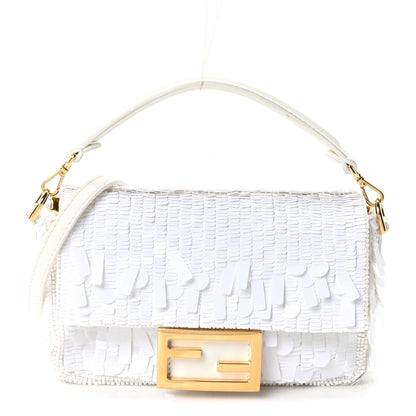Fendi Sequin Paillettes Vitello Grace Sex and the City Mini Baguette White 1 of 10