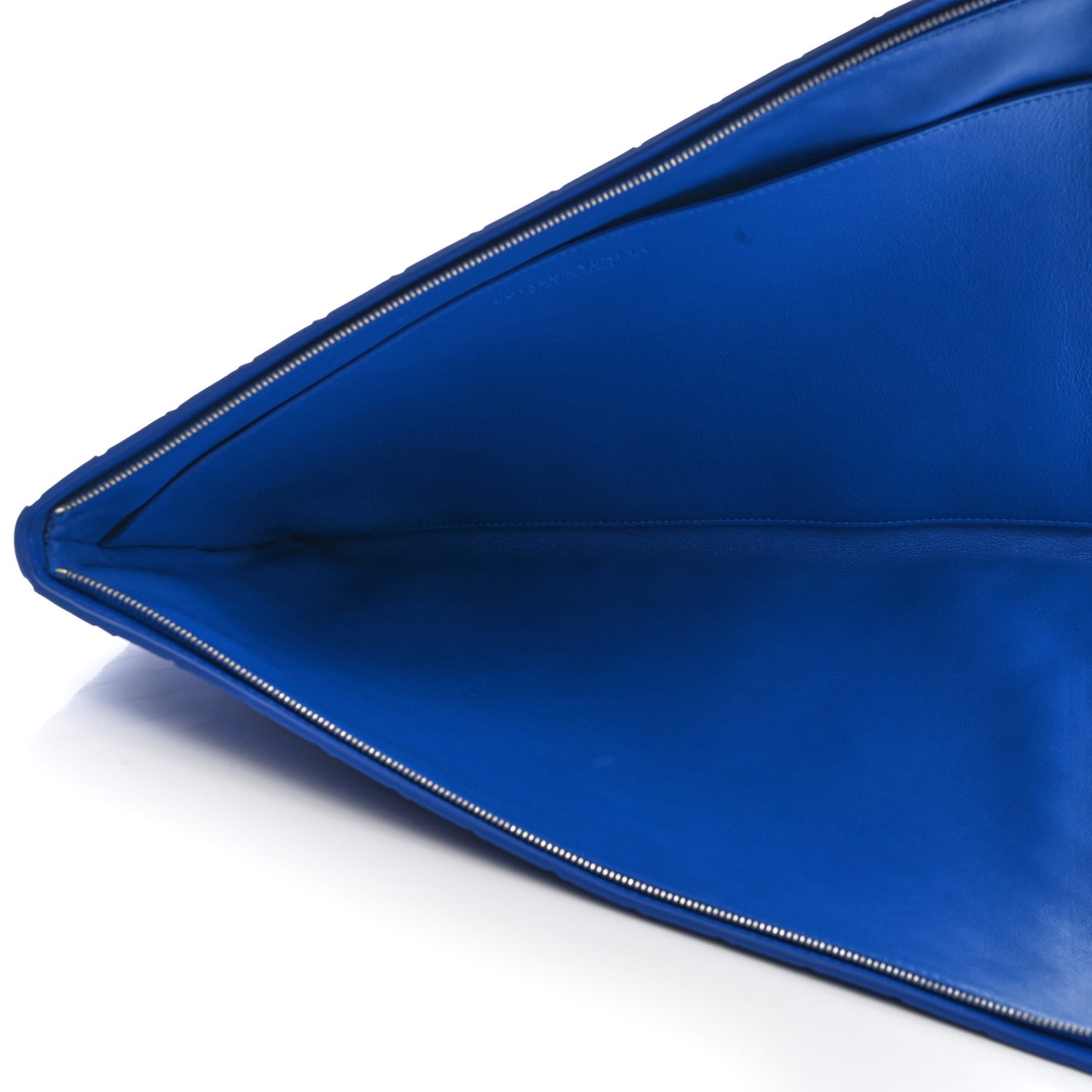 Nappa Intrecciato Flat Zip Pouch Signal Blue